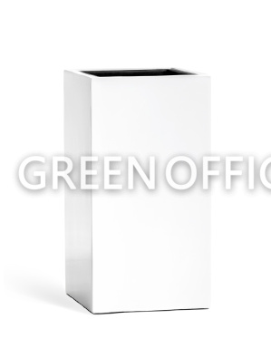 Кашпо EFFECTORY GLOSS высокий куб белый глянцевый лак - Фото 4