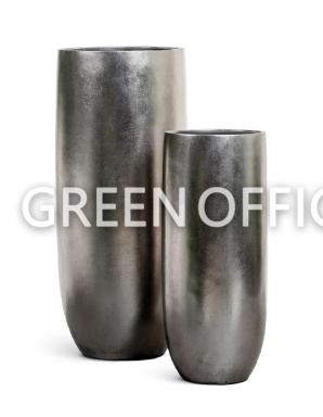 Кашпо EFFECTORY METALL высокий округлый конус стальное серебро - Фото 1