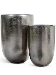 Кашпо EFFECTORY METALL высокий конус чаша стальное серебро