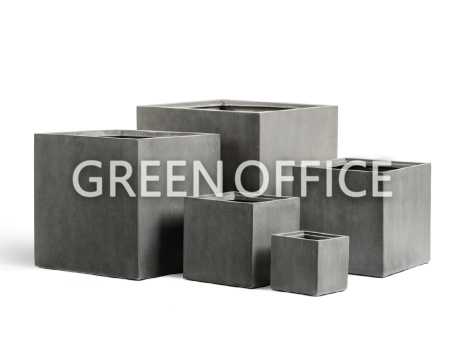 Кашпо EFFECTORY BETON куб темно-серый бетон (без тех. вставки) - Фото 1