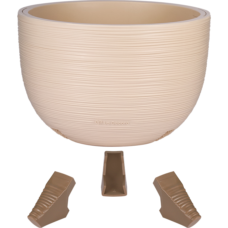 Кашпо Чаша на ножках ребристое (пудра)_