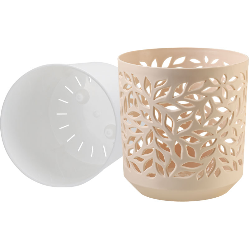 Кашпо Ливс (пудра/белый)_