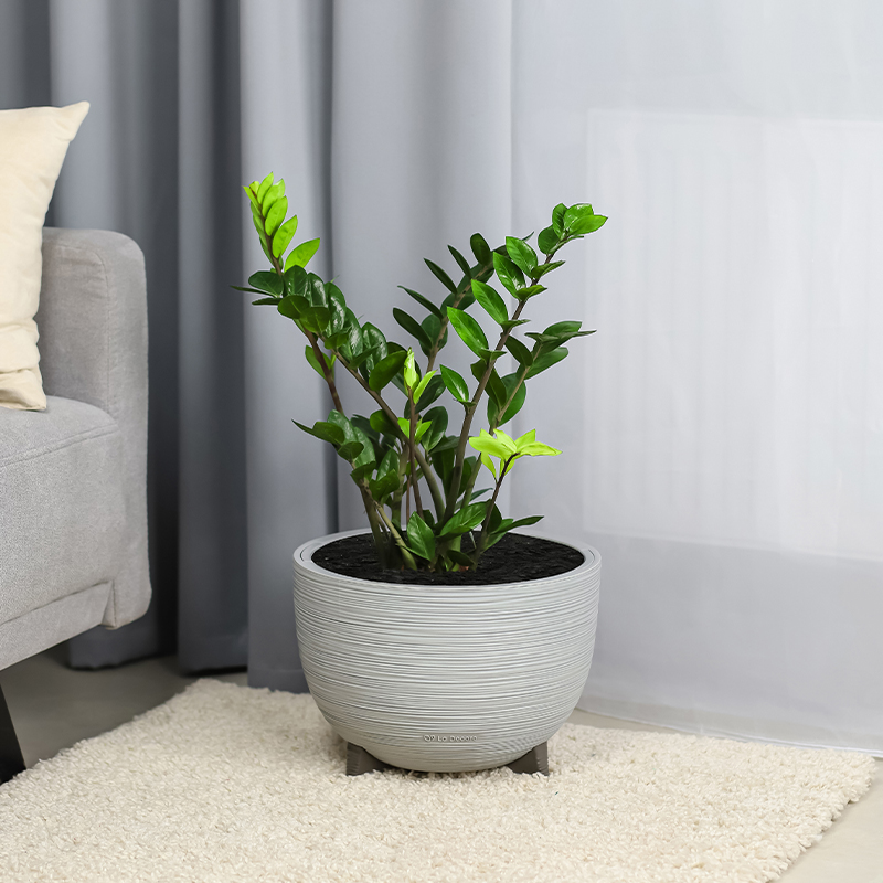 Кашпо Чаша на ножках ребристое (серый)_3