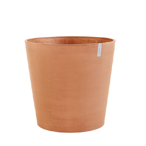 Кашпо Экопотс Амстердам конус терракотовое с колесами_