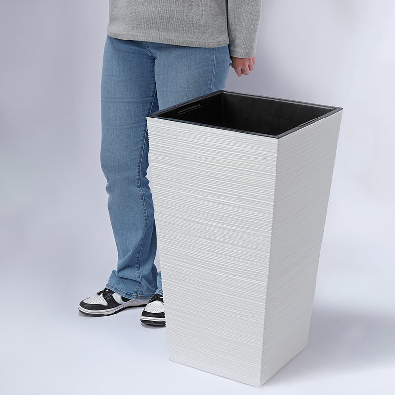 Кашпо Трапеция ребристая (белый)_1