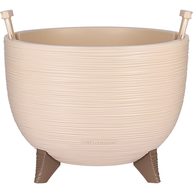 Кашпо Чаша на ножках ребристое (пудра)_1