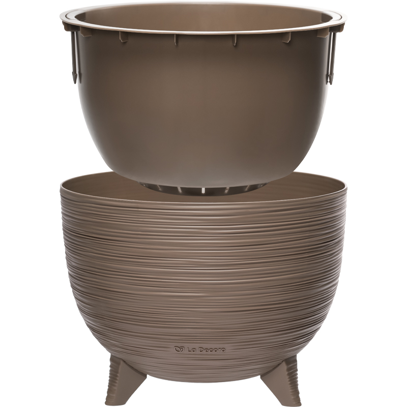 Кашпо Чаша на ножках ребристое (пралине)_