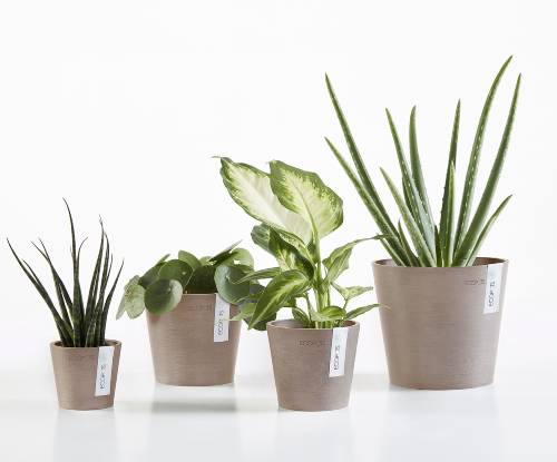 Кашпо Экопотс Амстердам конус серо-коричневое_1