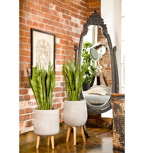 Кашпо Страйп Овальное с Подставкой серо-коричневое_1