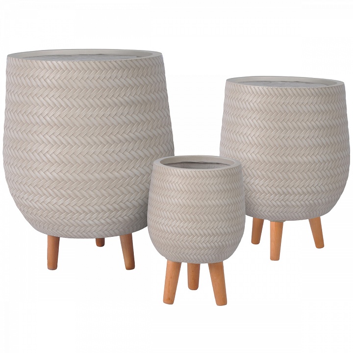 Кашпо Плейт Овальное с подставкой бежевое_2