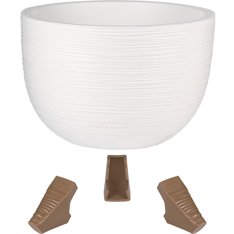 Кашпо Чаша на ножках ребристое (белый)_2