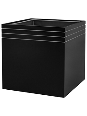 Кашпо Line-up cube matt black (with liner)