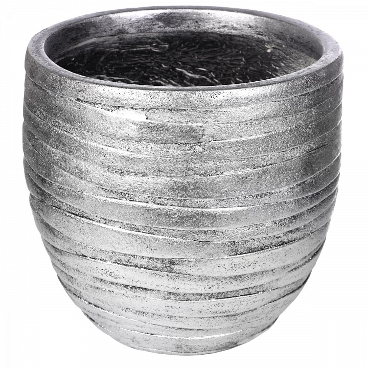 Кашпо Роу Круглое серебряное_