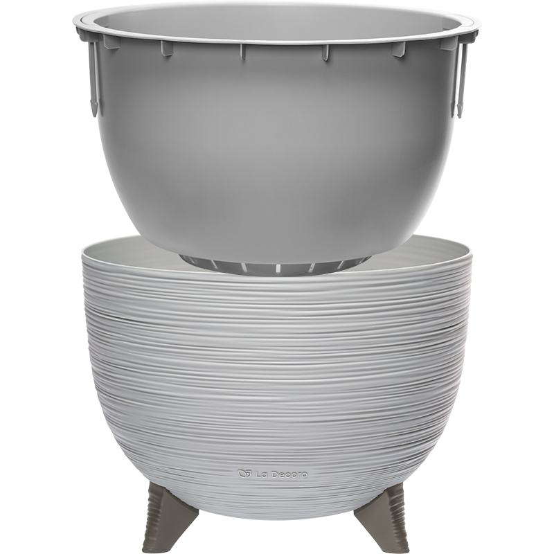Кашпо Чаша на ножках ребристое (серый)_1