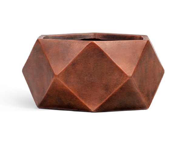 Кашпо Эрго Ромбо низкая чаша многогранник состаренная медь_