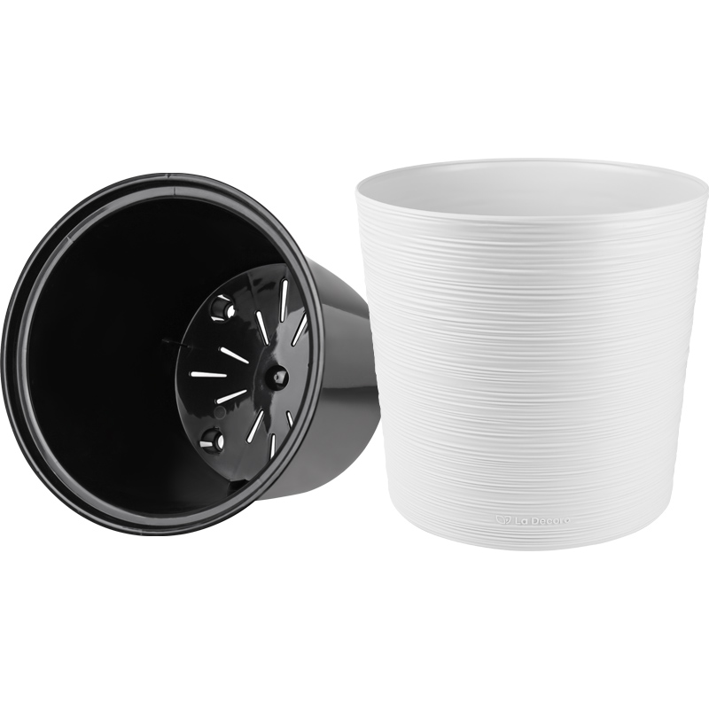 Кашпо Цилиндр ребристый (белый)_