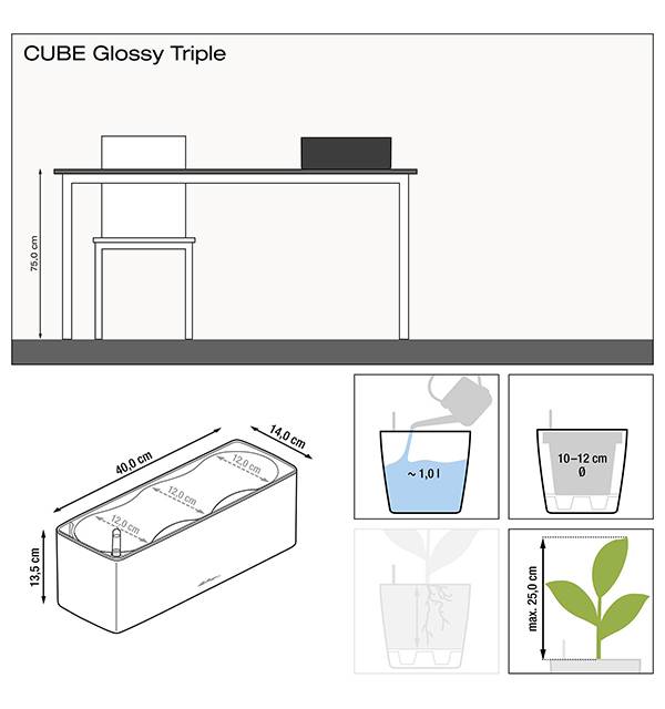 Кашпо Лечуза Куб Глосси Трипл  (белый блестящий)_4