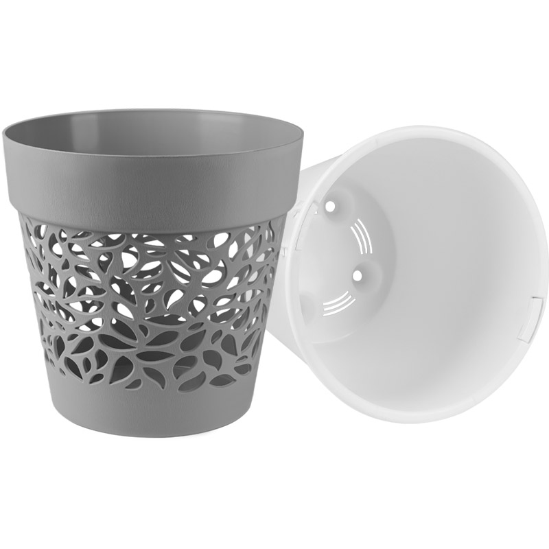 Кашпо Лепесток серый/белый_