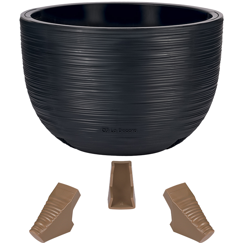 Кашпо Чаша на ножках ребристое (антрацит)_4