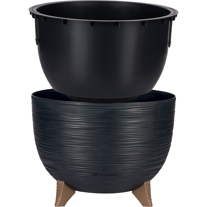 Кашпо Чаша на ножках ребристое (антрацит)_3