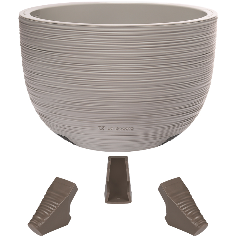 Кашпо Чаша на ножках ребристое (латте)_1