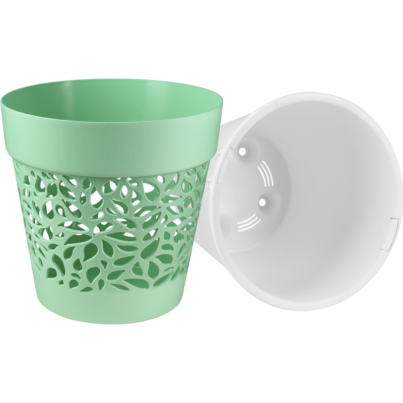 Кашпо Лепесток мята/белый_