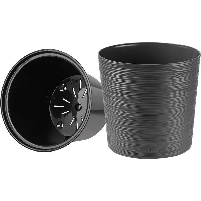 Кашпо Цилиндр ребристый (антрацит)_