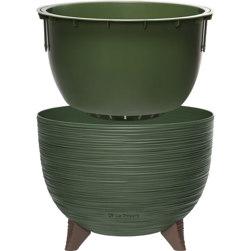 Кашпо Чаша на ножках ребристое (зеленый)_