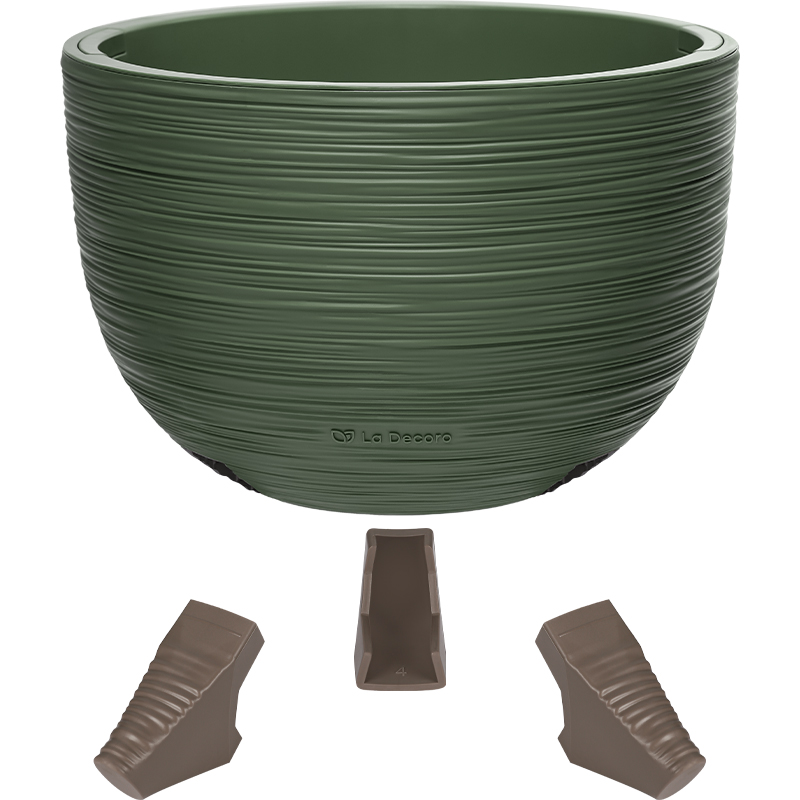 Кашпо Чаша на ножках ребристое (зеленый)_1