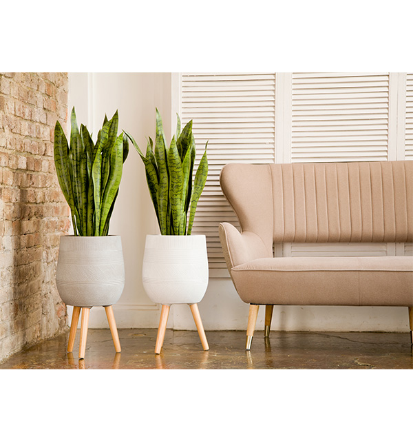 Кашпо Страйп Овальное с Подставкой серо-коричневое_