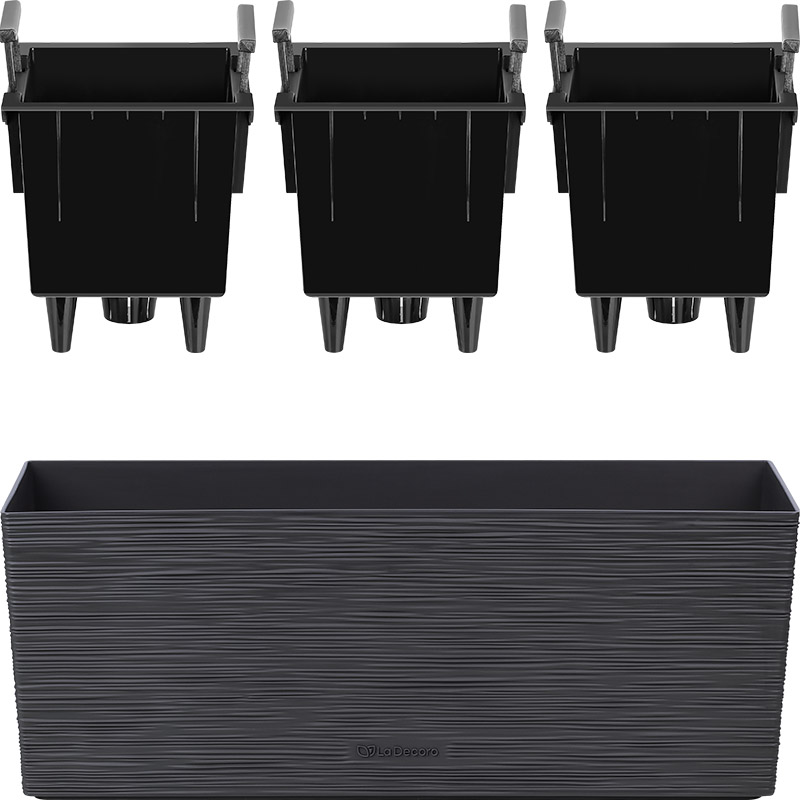 Кашпо Балкони трио ребристый (антрацит)_1