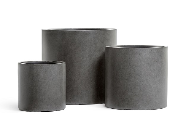 Кашпо EFFECTORY BETON цилиндр тёмно-серый бетон