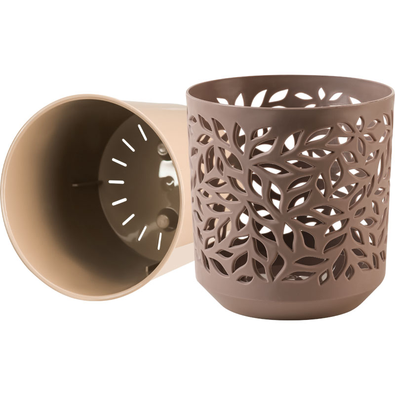 Кашпо Ливс (мокачино/пудра)_