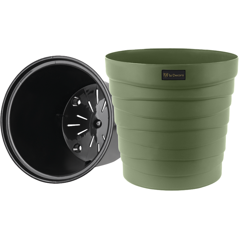 Кашпо Дюна со вставкой (зеленый)_