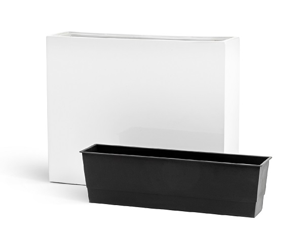 Кашпо Эффектори Глосс высокий дивайдер белый глянцевый лак_1