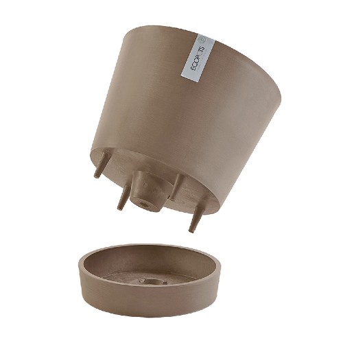 Кашпо Экопотс Венис серо-коричневое с поддоном_