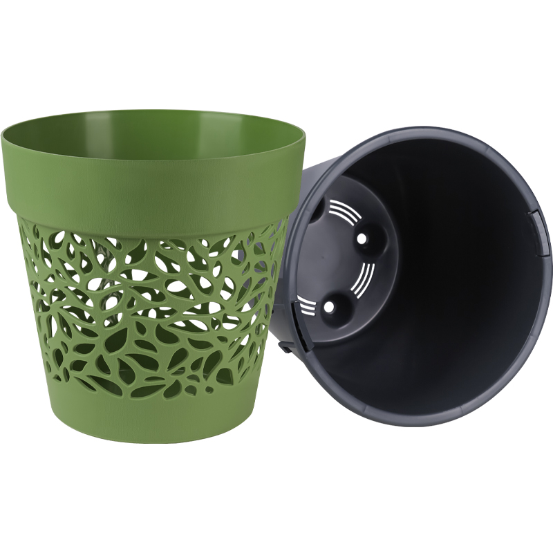 Кашпо Лепесток зеленый/антрацит_