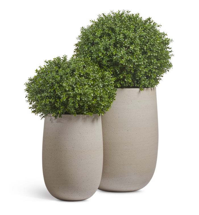 Кашпо Эрго Файн Рок Высокая округлая чаша Белый песок_4