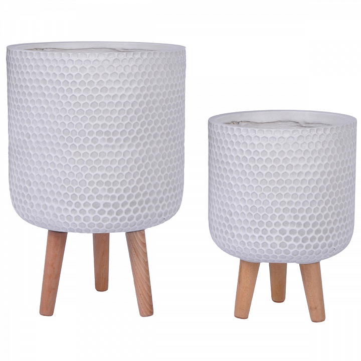 Кашпо Ханни Круглое с подставкой белое_1