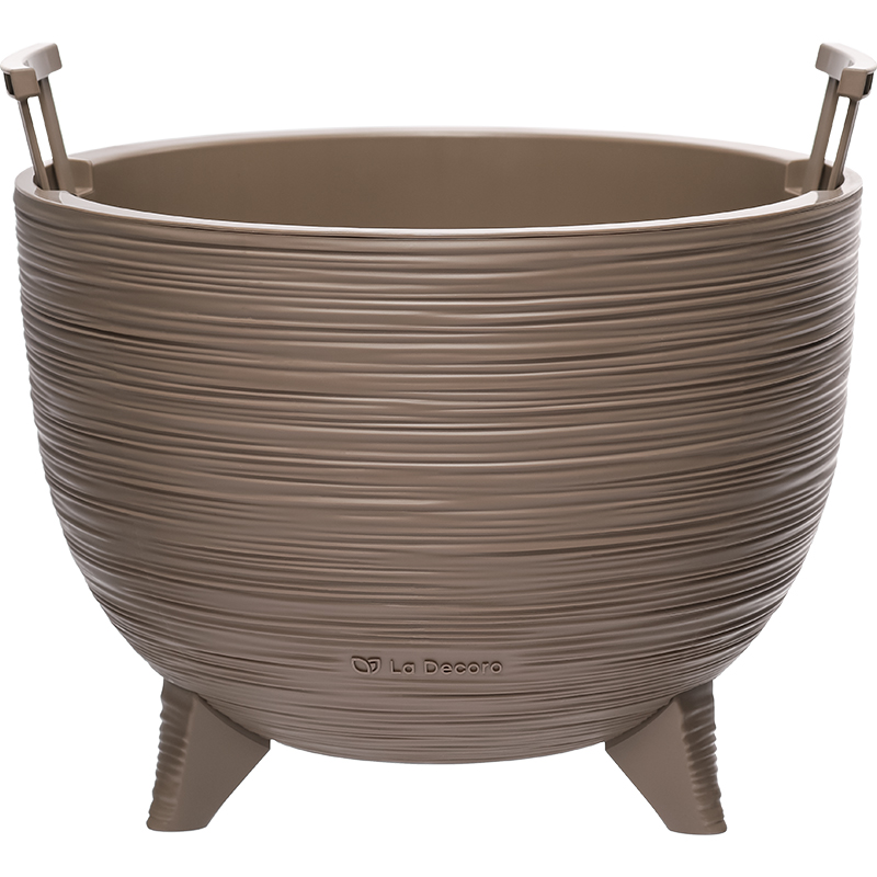 Кашпо Чаша на ножках ребристое (пралине)_2