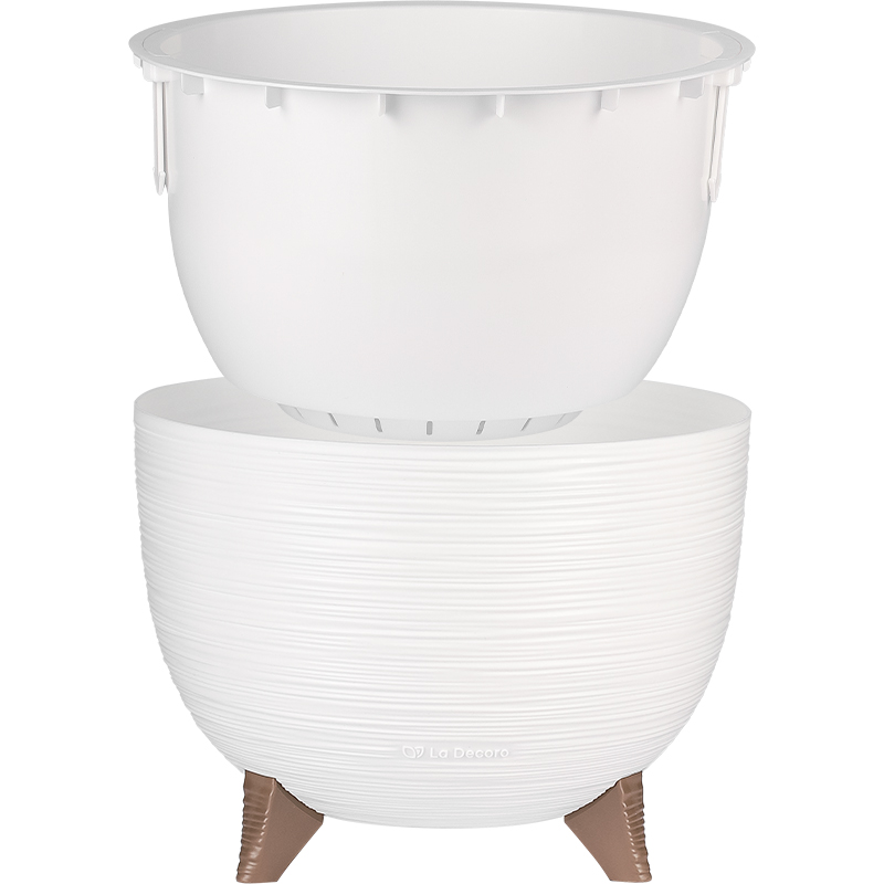Кашпо Чаша на ножках ребристое (белый)_1
