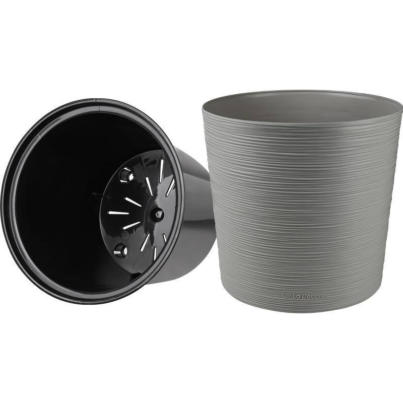 Кашпо Цилиндр ребристый (серый)_