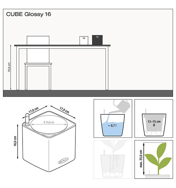 Кашпо Лечуза Куб Глосси (антрацитовый блестящий)_6