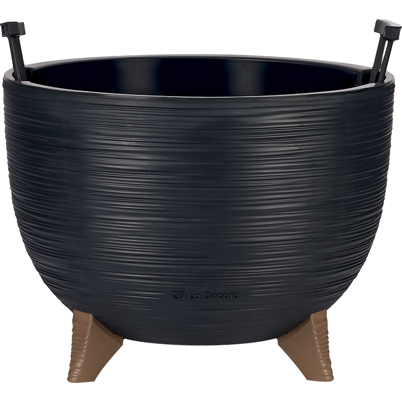 Кашпо Чаша на ножках ребристое (антрацит)_2