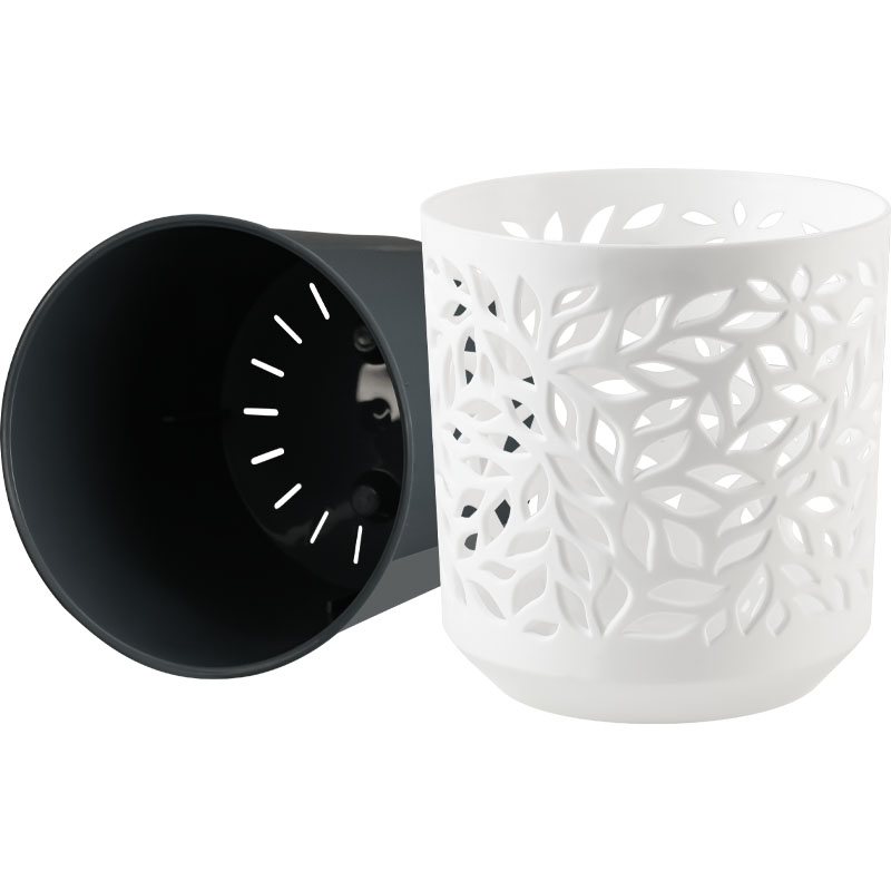 Кашпо Ливс (белый/антрацит)_