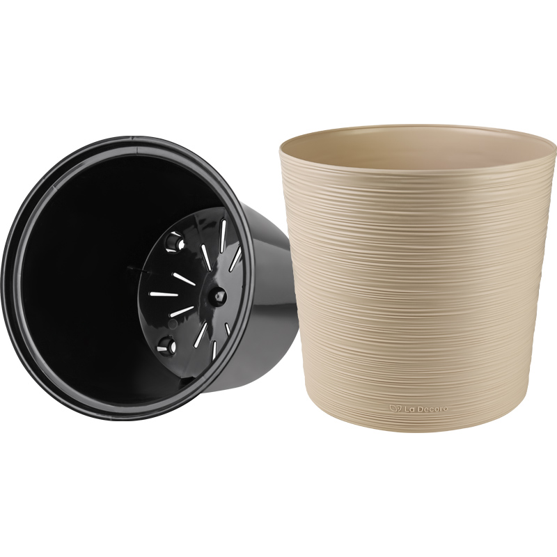 Кашпо Цилиндр ребристый (пудра)_