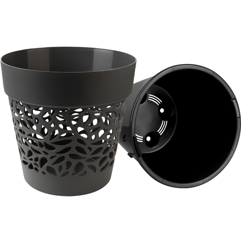 Кашпо Лепесток Трюфель/черный_