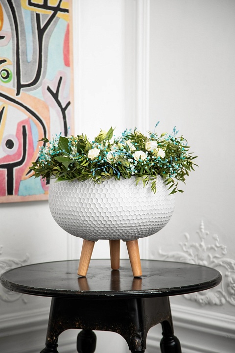 Кашпо Ханни Чаша с подставкой белое_3