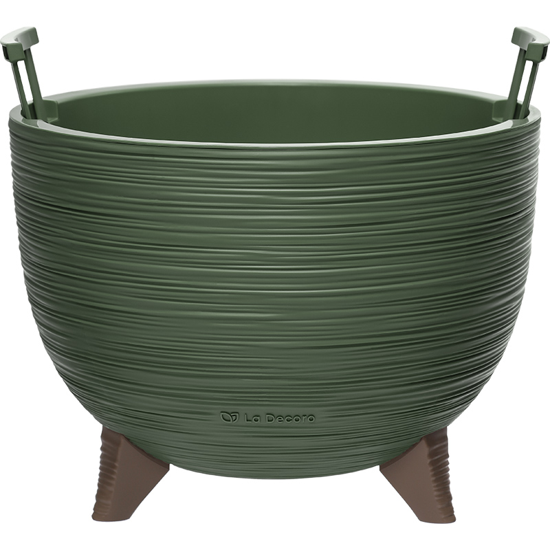Кашпо Чаша на ножках ребристое (зеленый)_2