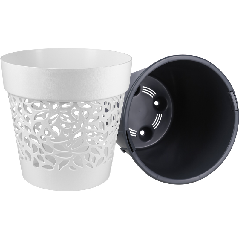 Кашпо Лепесток белый/антрацит_